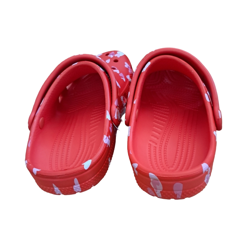 CROCS Classic Clog Cherry Red With Hearts Various Toddler & Little Girls Sizes - Picture 3 of 12